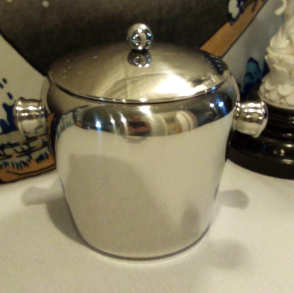 Vintage MCM stainless steel single service ice bucket